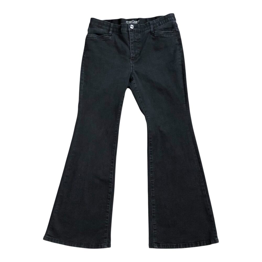 WynneDenim Jeans Womens Petite Size 10P Black Flare Leg Stretch 27" Inseam